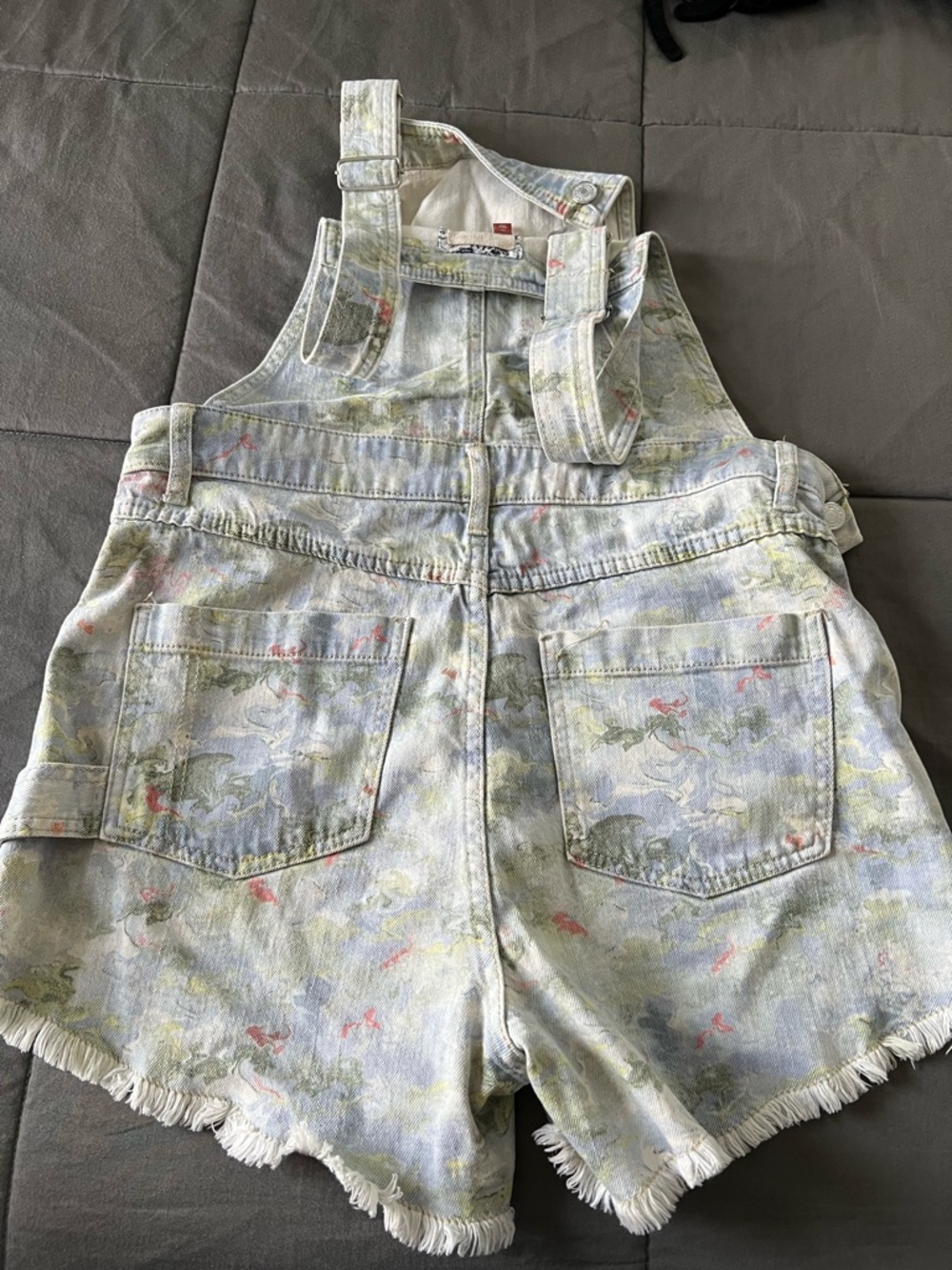 Pilcro Light Wash Floral Denim Short Overalls - Picture 4 of 4